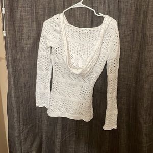 White crochet cover up with holes
